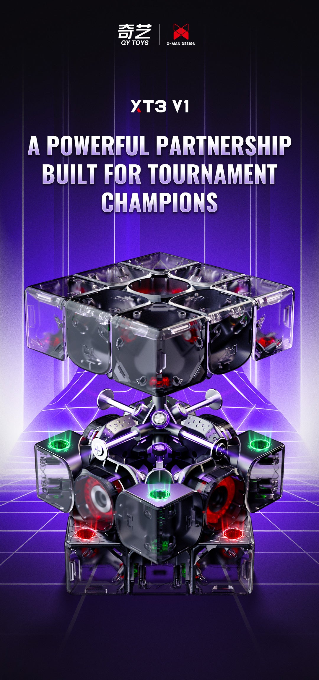 QiYi X-Man XT3 V1 3x3 Pioneer UV – MagLev Speedcube mit UV-Beschichtung und Kernmagnetsystem