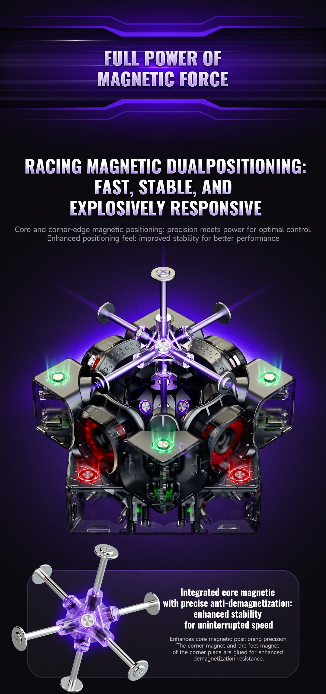 QiYi X-Man XT3 V1 3x3 Pioneer UV – MagLev Speedcube mit UV-Beschichtung und Kernmagnetsystem